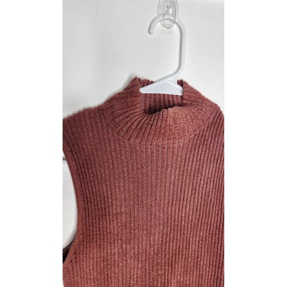 Moth Sweater Womens XS Pink Ribbed Mock Neck Sleeveless Pullover Tank Top Soft - Picture 2 of 7